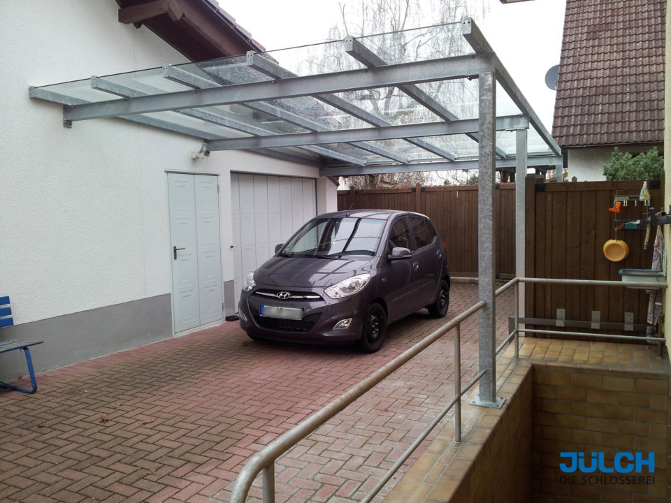 Carport Ueberlaenge, Glascarport, Auto Ueberdachung, feuerverzinkt, wetterschutz