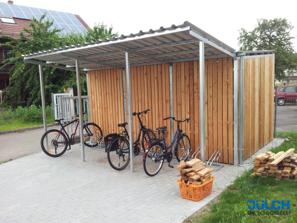 Fahrradstellplatz, Unterstand, Trapezblech, Schutz vor Wind und Wetter